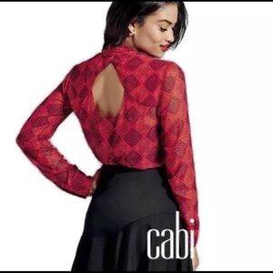 CAbi Diamond Geometric Print Sz S Open Back 3125